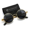 AEVOGUE Polarized Sunglasses Steampunk Round Lens Metal Frame Unisex Glasses AE0519 (Gold&Black, 49)
