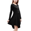 Allegra K Women Long Sleeve Button-Front Irregular Hem A Line Casual Shirt Dress X-Large / US 18 Black