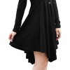 Allegra K Women Long Sleeve Button-Front Irregular Hem A Line Casual Shirt Dress X-Large / US 18 Black