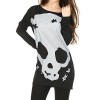 Allegra K Women Long Sleeve Skull T Shirts Loose Blouses Long Tunic Tops, Black, Large / US 14