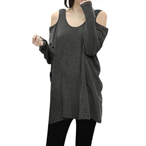 Allegra K Women Scoop Neck Long Sleeve Cut Out Shoulders Autumn Tunics Gray M Allegra K Women Scoop Neck Long Sleeve Cut Out Shoulders Autumn Tunics Gray M