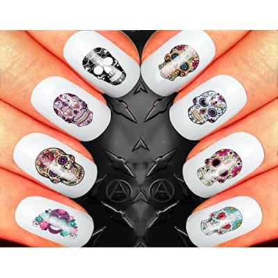 Sugar Skull Nail Decals mixture #1 Water Slide Nail Art Decals- nail decals for nail art