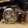 AMPM24 Men's Steampunk Bronze Skeleton Self-Winding Auto Mechanical Leather Wrist Wacth PMW198