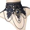 Aniwon Punk Style Wedding Party Black Lace Choker Beads Tassels Chain Pendant Necklace for Women