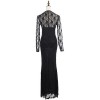 Anna-Kaci Womens Black Gothic Floral Lace Long Sleeve Maxi Evening Gown Dress, Black, Medium