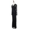Anna-Kaci Womens Black Gothic Floral Lace Long Sleeve Maxi Evening Gown Dress, Black, Medium