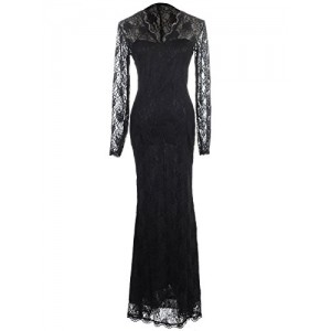 Anna-Kaci Womens Black Gothic Floral Lace Long Sleeve Maxi Evening Gown Dress, Black, Medium Anna-Kaci Womens Black Gothic Floral Lace Long Sleeve Maxi Evening Gown Dress, Black, Medium