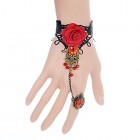 ArRord Handmade Retro Black Lace Vampire Gothic Jewelry Women Bracelet and Ring With Flower for Dinner Birthday Wedding Bridal Party