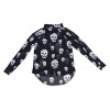 Sheer Chiffon Punk Skull Printed Long Sleeve Blouse,