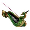 Atlantic Collectibles Chinese Jade Pagoda Green Shenyun Dragon Incense Holder Figurine 13" Long