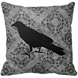 B Lyster shop Gothic Halloween Black Crow Raven On Gray #4053W Cotton & Polyester Soft Zippered Cushion Throw Case Pillow Case Cover B Lyster shop Gothic Halloween Black Crow Raven On Gray #4053W Cotton & Polyester Soft Zippered Cushion Throw Case Pillow Case Cover