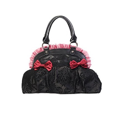 Banned Reinvention Alternative Gothic Lace Bag - Black/Burgundy / One Size