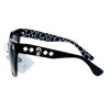 Black Society Skull Stud Womens Oversize Horn Rim Cat Eye Sunglasses Reptile Print