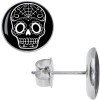 Body Candy Stainless Steel Black White Sugar Skull Art Stud Earrings