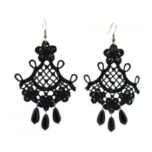 BONAMART Punk Gothic Vintage Drop Water Lace Earrings Handmade Jewelry BONAMART Punk Gothic Vintage Drop Water Lace Earrings Handmade Jewelry