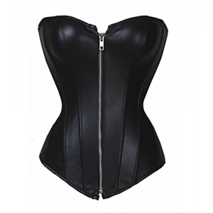 Bslingerie Womens Faux Leather Zipper Front Bustier Corset (M, Black) Bslingerie Womens Faux Leather Zipper Front Bustier Corset (M, Black)