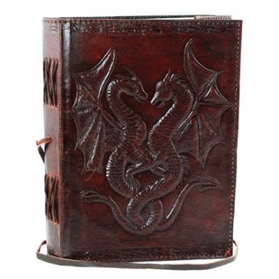 DOUBLE DRAGON Blank Page BOOK Handcrafted Leather Writing Unlined 5 x 7 JOURNAL