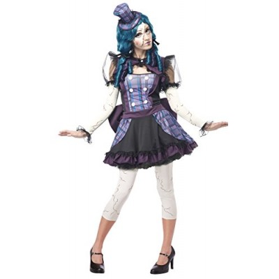 California Costumes Women's Broken Doll Sexy Creepy Steampunk Victorian Costume, Black/Purple, Medium