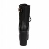 Carol Shoes Fashion Women's Lace-up Buckle Combat Platform Chunky High Heel Mid-calf Boots (10, Black)