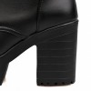 Carol Shoes Fashion Women's Lace-up Buckle Combat Platform Chunky High Heel Mid-calf Boots (10, Black)