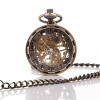 Carrie Hughes Vintage Steampunk Open face Skeleton Mechanical Pocket watch with Chain for Men Woman (Bronze)