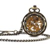 Carrie Hughes Vintage Steampunk Open face Skeleton Mechanical Pocket watch with Chain for Men Woman (Bronze)