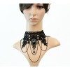 Charm.L Grace Black Flower Lace Gothic Lolita Beads Pendant Choker Necklace Wedding Halloween Accessories