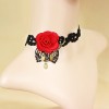 Charm.L Grace Flower Lace Gothic Lolita Pendant Choker Necklace Earrings Set Wedding Halloween Accessories