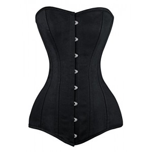 Charmian Women's 26 Steel Boned Cotton Long Torso Hourglass Body Shaper Corset Black XXXXXXX-Large