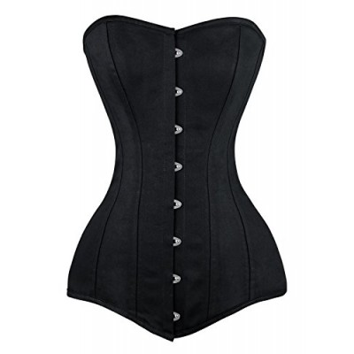 Charmian Women's 26 Steel Boned Cotton Long Torso Hourglass Body Shaper Corset Black XXXXXXX-Large