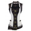 Charmian Women's Plus Size Spiral Steel Boned Renaissance Vintage Steampunk Bustier Corset Top with Jacket and Belt Brown-White XXXXX-Large