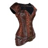 Charmian Women's Spiral Steel Boned Goth Retro Overbust Steampunk Bustier Corset Brown XXXX-Large