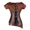 Charmian Women's Spiral Steel Boned Goth Retro Overbust Steampunk Bustier Corset Brown XXXX-Large