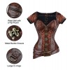 Charmian Women's Spiral Steel Boned Goth Retro Overbust Steampunk Bustier Corset Brown XXXX-Large