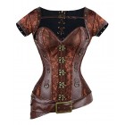 Charmian Women's Spiral Steel Boned Goth Retro Overbust Steampunk Bustier Corset Brown XXXX-Large