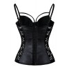 Charmian Women's Steampunk Gothic Black Lace Corset Bustier Faux Leather Plus Size Bra Lingerie Black XXXXXX-Large