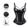 Charmian Women's Steampunk Gothic Black Lace Corset Bustier Faux Leather Plus Size Bra Lingerie Black XXXXXX-Large