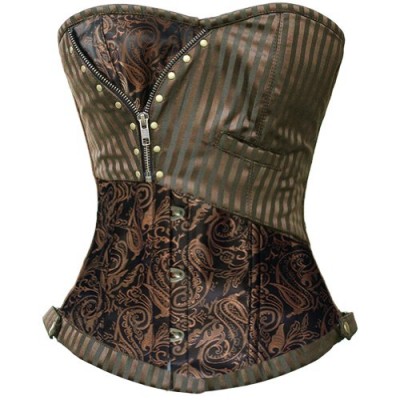 Charmian® Women's Jacquard Stripe Boned Corset Bronze X-Large