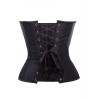 Chicastic Black Satin Sexy Strong Boned Corset Lace Up Bustier Top - Medium