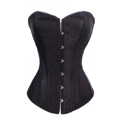 Chicastic Black Satin Sexy Strong Boned Corset Lace Up Bustier Top - Medium