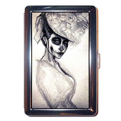 Gothic Horror Victorian Girl Skull Skeleton: ID Wallet or Cigarette Case USA Made