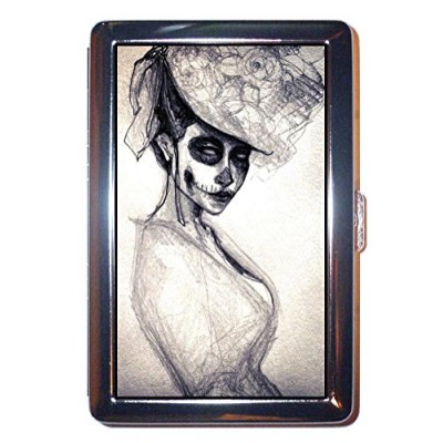 Gothic Horror Victorian Girl Skull Skeleton: ID Wallet or Cigarette Case USA Made