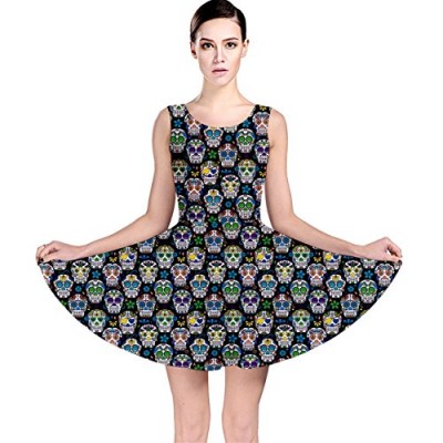 Black Day of the Dead Sugar Skull Skater Dress