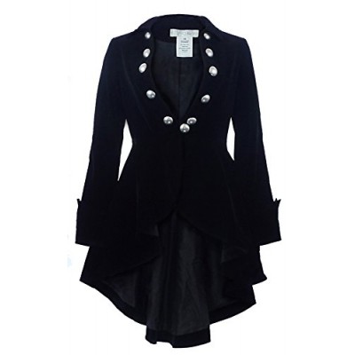 CS The Velvet Wine Waterfall Victorian Gothic Ruffle Style Jacket-USA Stock! (XS, Black)