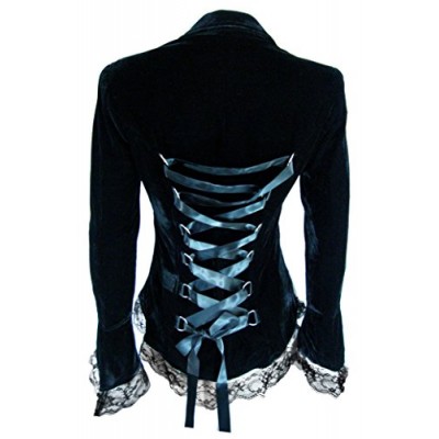 Velvet Passion - Black Victorian Gothic Vintage Style High-Low Lace Corset Jacket (P26)