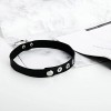 Daesar Womens Choker Necklace Gothic Double O Ring Leather Collar Black Silver Neckalce 39.5x3.7CM