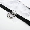 Daesar Womens Choker Necklace Gothic Double O Ring Leather Collar Black Silver Neckalce 39.5x3.7CM