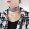 Daesar Womens Choker Necklace Gothic Leather Collar Velvet Bead Black White Neckalce 31.2x3.6CM