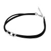 Daesar Womens Choker Necklace Stainless Steel Velvet Gothic Square Collar Chain Black Silver 32.8+5.8CM