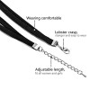 Daesar Womens Choker Necklace Stainless Steel Velvet Gothic Square Collar Chain Black Silver 32.8+5.8CM